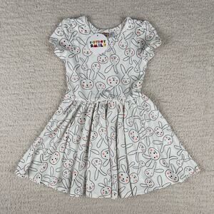 Dot Dot‎ Smile Girl's Dress 2T White Bunnies Short Sleeve Flapper Skater Dress